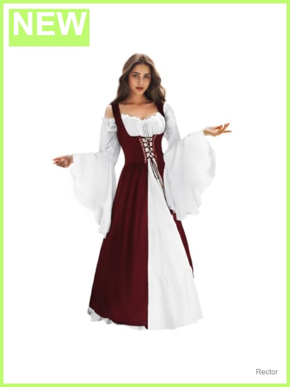 Renaissance Dress Medieval Ren Faire Costume Lace Up Long Sleeve Maxi Dress